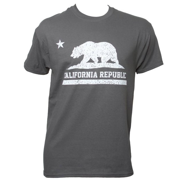 Camiseta de Manga Corta Gravity Trading República de California para Hombre Gray X-Large