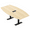 Blonde Surfside Ash w/Matte Black Base with Electric, variant on 6 Person Boat Shaped Conference Table Metal T-Bases Power Module 6X4