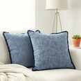 thumbnail image 5 of Set of 2 Decorative Fringe Organic Cotton Throw Pillow Covers Boho Farmhouse Cushion Cover with Tassels Linen Like Textured Accent Pillowcases for Bed Couch Chair Sofa Living Room,16×16 Inch,Blue, 5 of 10