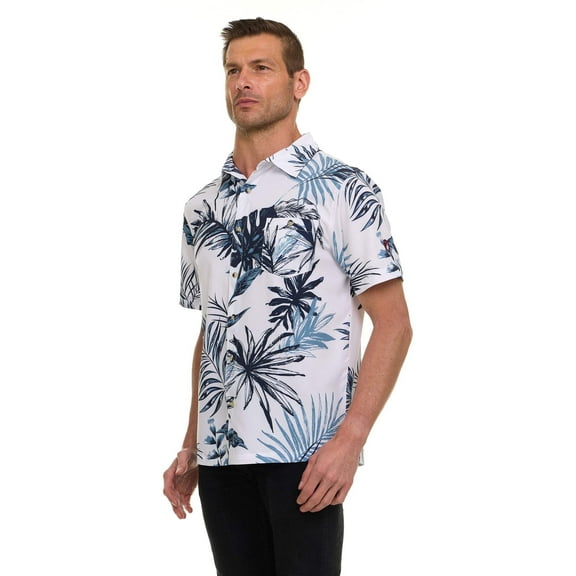 Canada Weather Gear Men’s Short Sleeve Button-Down Shirt – Casual Lightweight Printed Shirt with Chest Pocket