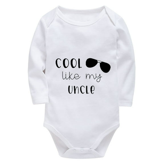 Cool Like My Uncle Onesie Neutral Long Sleeve Baby Boy Romper White Boys Onsies0-3 Months