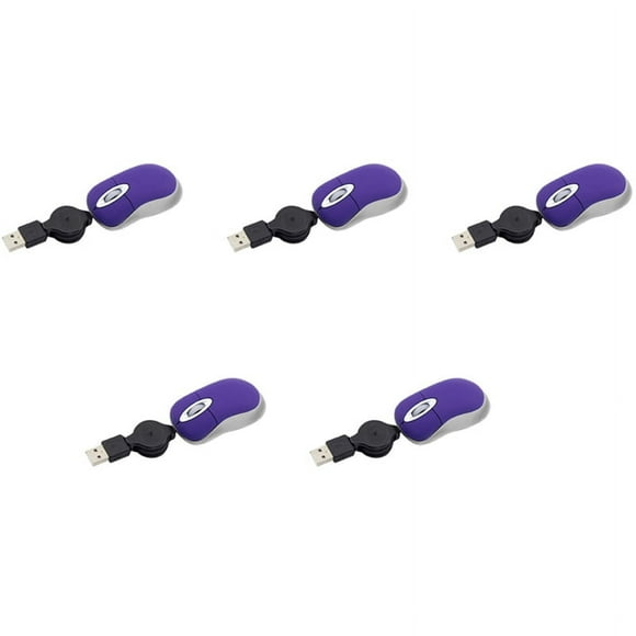 5X Mini USB con Cable Ratón RetráCtil Pequeño Y Pequeño Ratón 1600 ÓPtico Compacto Ratones de Viaje para Windows 98 2000 XP Vista Versión