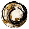 thumbnail image 2 of Designart "The Art Of Chaos Black and Gold IV" Abstract Painting Metal Round Wall Art, 2 of 5