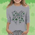 thumbnail image 2 of GPOECD T-Shirts Graphiques pour Filles, Mode Polyvalente, Col Rond, Manches 3/4, Décontracté pour Enfants, Hauts Mignons pour Filles, Gris,120, 2 of 4