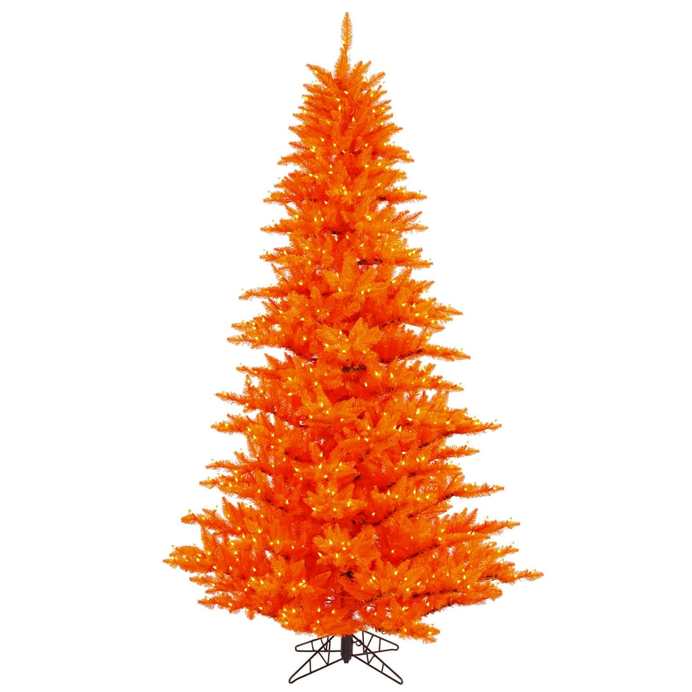 Vickerman 3' Orange Fir Artificial Christmas Tree with 100 Orange