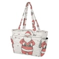 thumbnail image 2 of FORMRS Tote Bag for Women Quilted Large Capacity Travel Work Carry On Shoulder Handbag, Beige Christmas Santa, 2 of 7