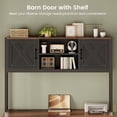 thumbnail image 7 of Farmhouse L Shaped Computer Desk with 2 Drawers and Storage Shelves, Reversible 86.6" Gaming Desk with LED Lights, Corner Office Desk for Home Office, Bedroom, Living Room, 7 of 7