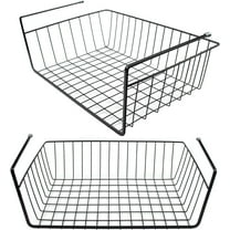 2 Pcs Under Cabinet Organizer Shelf, Duslogis Wire Rack Hanging Storage Baskets for Kitchen Pantry, Black