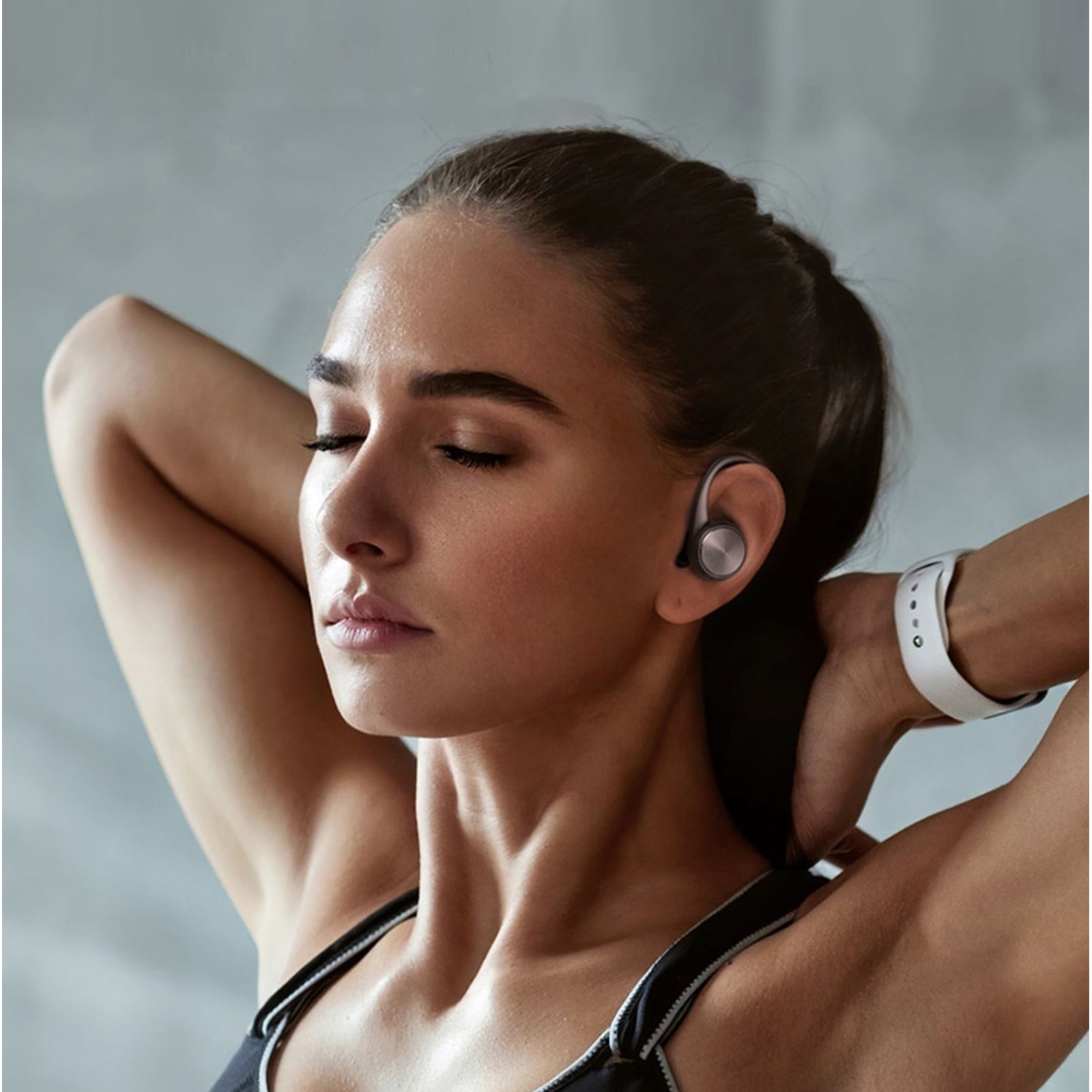 Wireless Bluetooth Earbuds, 75Hrs Playback, LED Display Charging Case, Ear Hooks, IPX7 Waterproof, Over-Ear Design for Sports, Running, Workout,Black