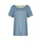 thumbnail image 3 of Blusas para las Mujeres Casual, Rayas Impresas Patchwork Manga Corta Cuello Redondo Top Hecho de 95% Poliéster 5% Spandex para el Verano, Tops Cortos para las Mujeres, 3 of 4
