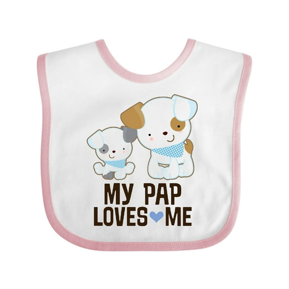 Inktastic My Pap Loves Me Grandson Puppy Boys Baby Bib