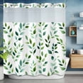 thumbnail image 6 of Spring Plant No Hooks Shower Curtain with Snap-in Liner Vintage Watercolors Gradient Sage Green Leaves Shower Curtains for Bathroom, Waterproof, Easy Install, Washable 72"x78", 6 of 9