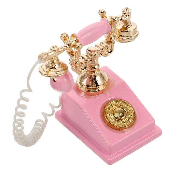 LOLIPPYY Vintage Style Dollhouse Telephone Home Decor Collectible Alloy Miniature 1 Piece