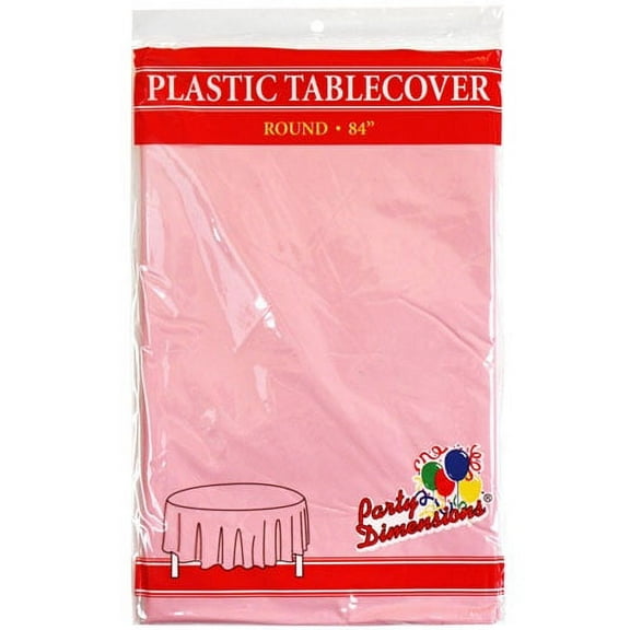 Party Dimensions 84" Round Pink Plastic Disposable Party Tablelcoth