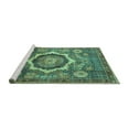 thumbnail image 2 of Ahgly Company Machine Washable Indoor Round Abstract Turquoise Blue Modern Area Rugs, 8' Round, 2 of 4