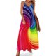 thumbnail image 1 of Vestido arcoíris abstracto con forma de onda líquida, vestido largo de fiesta, ropa de calle, bohemio, para playa, verano, cuello en V, vestido de gran tamaño, 1 of 7