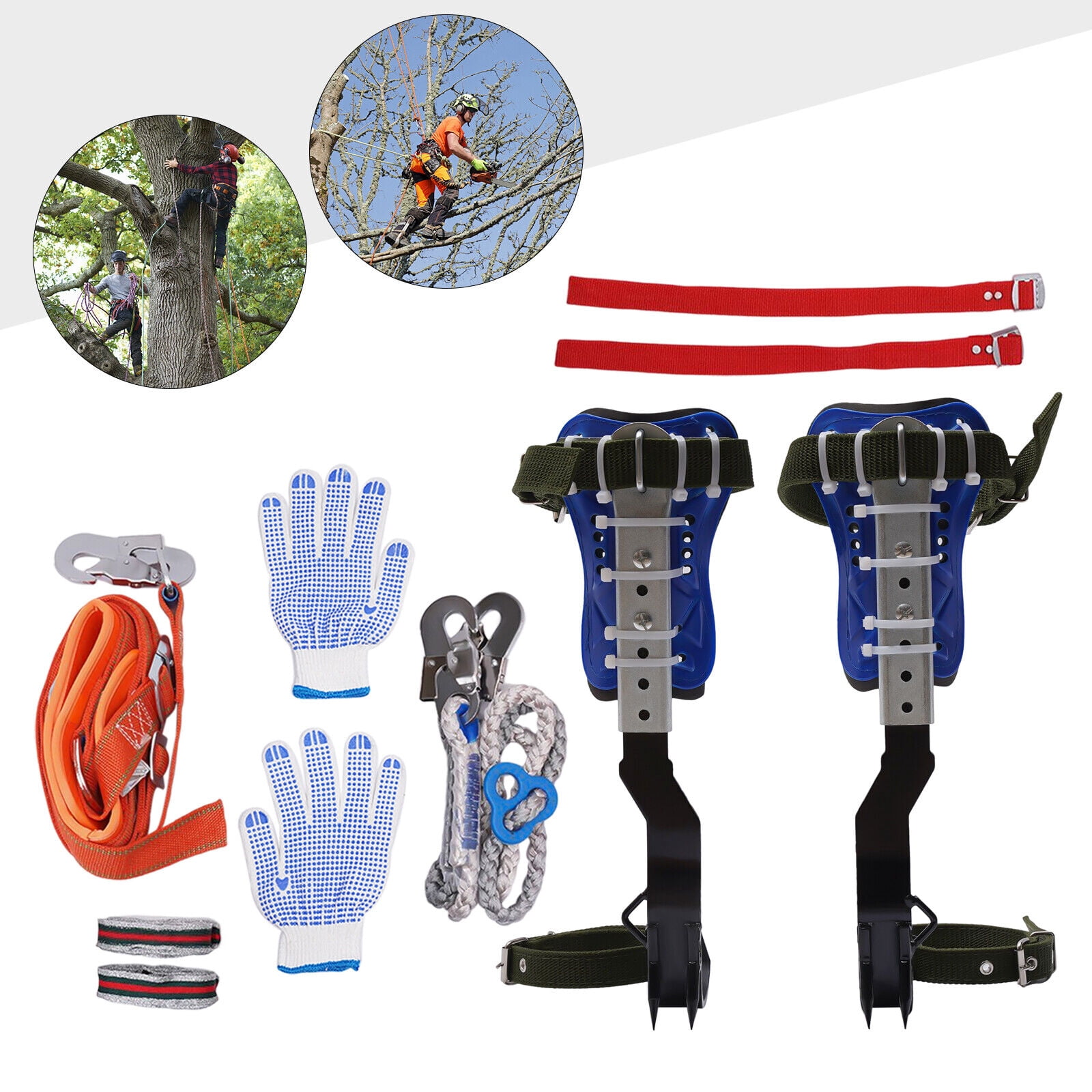 Heavy Duty Tree Climbing Tools with Adjustable Height, Safety Belt & Rope – 150kg/330.69lbs Capacity, Includes Gloves and Foot Straps for Outdoor Adventures