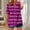 Purple, variant on Women's V-Neck T-Shirt, Loose Fit Short Sleeve Top, Striped Color Block Casual Shirt for Summer
