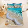 thumbnail image 5 of jejeloiu Watercolor Seashore Bed Sheets,Starfish Shell Print Full Size Sheets For Boys,Blue White,4 Pieces,1 Flat Sheet, 1 Fitted Sheet and 2 Pillowcases, 5 of 6