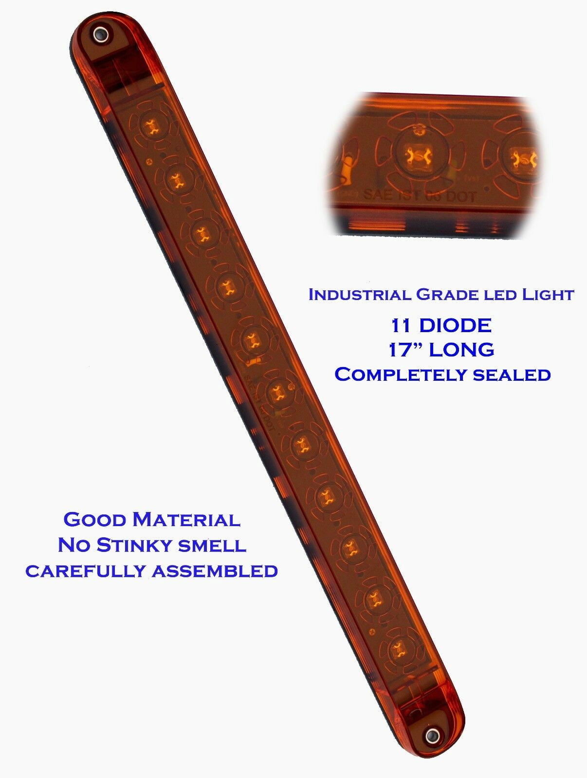 2 Amber Yellow 17" LED Light Bar Waterproof Turn Signal Clearance Truck Trailer EHD