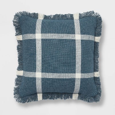 18x18 Grey Details about   NEW Threshold Flannel Wool Square Grid Decorative Throw Pillow 