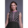 thumbnail image 5 of Bimba Black2 Block Printed Women Designer Mandarin Collar Anarkali Dress Indian Ethnic Kurta XX-Large, 5 of 6