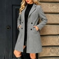 thumbnail image 6 of QIYAGBSA Double Breasted Peacoats for Women Mid Length Wool Look Long Sleeve Coat with Pockets for Fall Winter Cold Days, 6 of 8