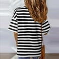 thumbnail image 5 of Oversize T-Shirts for Women New Fashion Color Block Striped Print Shirts Casual Loose Round Neck Blouses Womens Tshirts 02#Black M, 5 of 8