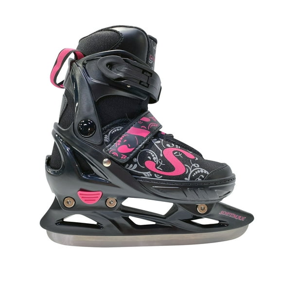 SOFTMAX INSULATED ADJUSTABLE ICE SKATE FOR KIDS- 3 SIZES ADJUSTMENTS (BK/PK, SMALL)