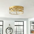 thumbnail image 3 of Aiwen Modern 2-Light Gold Farmhouse Round Flush Mount Ceiling Light Fixture for Bedroom, 3 of 10
