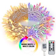Brizled 2-In-1 Christmas Lights, 65.67Ft 200 Led 9-Function Warm White & Multicolor Xmas Tree Lights, Dimmable 24V Safe Adapter Color Changing String Lights With Remote For Christmas Party Tree Decor