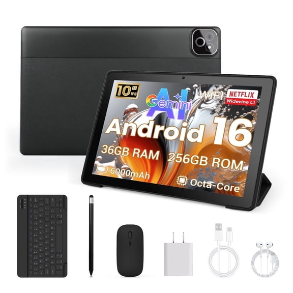 BUFO X6PROL 2026 10Inch Android 16 Gemini AI Tablet Keyboard Set 36GB 256GB 1TB Expand Octa-Core 6000mAh WiFi6 Dual Speaker Camera Case Mouse Stylus