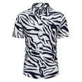 thumbnail image 2 of ALLLIST Collared Mens Shirts Casual Short Sleeve Button Down Shirts Blue Striped Mens Clothing, 2 of 8