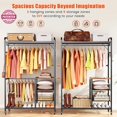 thumbnail image 2 of Flycity Heavy Duty Clothes Garment Rack with Drawers, Adjustable Free Standing Closet Ironwood Clothing Storage Shelves Rack for Hanging Clothes, Easy to Assemble & Sturdy with Wheels and Hooks, 2 of 7