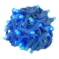 50 Light LED Twinkle Christmas LED Mini Light Set, Blue, Green Wire, 25 Feet