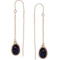 thumbnail image 5 of Simulated Druzy Chain Bar Threaders - Gold-Tone Long Sparkly Needle Drop Earrings for Women by Humble Chic NY, Blue, Simulated Sapphire, Simulated Tanzanite, Gold-Tone, 5 of 6