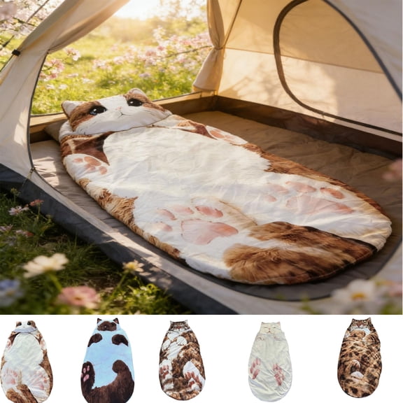 hulanddfd Soft Sleeping Bag for Adult, Adorable Cats Designs, Larger Nap Mat Plushes Slumber Bag for Camping Trips Sleepovers and Home Party Supplies