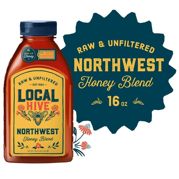 Local Hive, Raw & Unfiltered 100% U.S. Northwest Honey Blend, 16 oz Bottle
