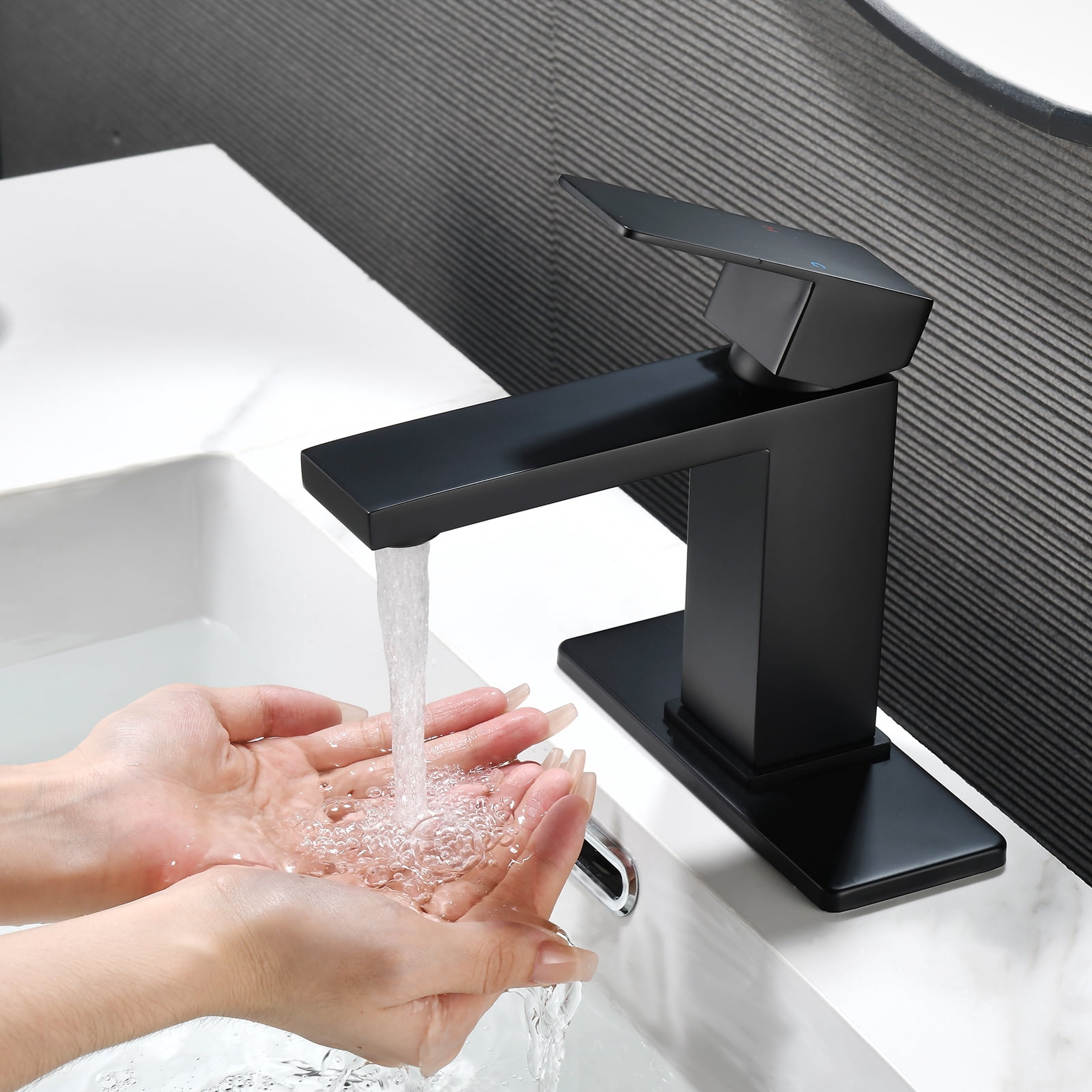 Cobbe Single-Handle Bathroom Sink Faucet for Vanity Single-Hole Installation Basin Faucet with Pop-Up Drain Matte Black