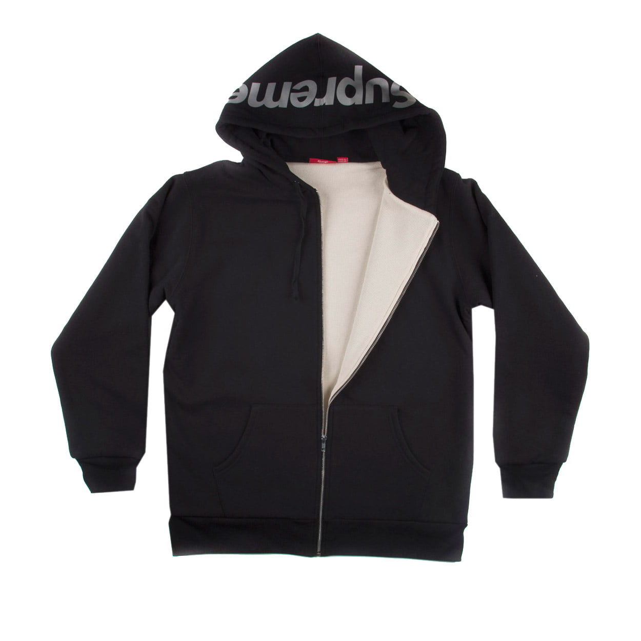 Supreme Mens Reflective Logo Thermal Zip-Up Jacket Black/White FW14SW21