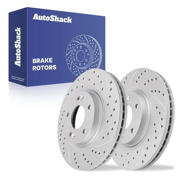 AutoShack 11.81" (299.9 mm) Front Vented Drilled & Slotted Brake Rotors Coated | Replacement for 2011-2013 Kia Sorento 2010-2012 Hyundai Santa Fe | Silver Matte Finish | 2-PC Set | TurboGuard