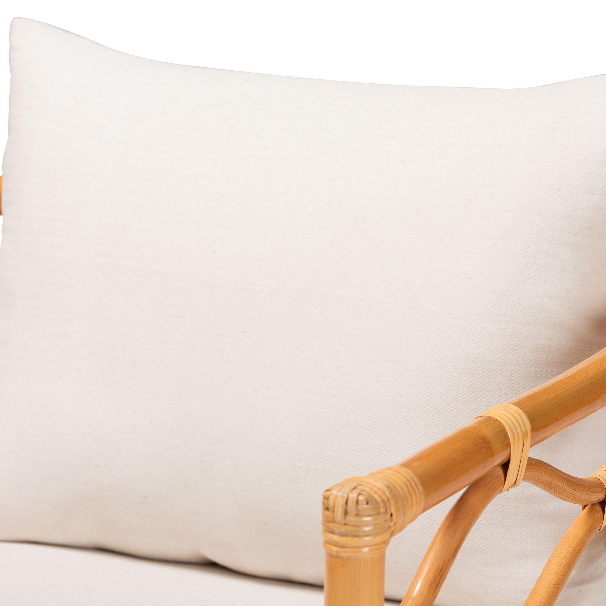 bali & pari Acelynn Boho Arm Chair with Natural Rattan Frame and Fabric Cushions - Light Honey