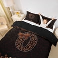 thumbnail image 3 of Erosebridal Brown Leopard Print Twin Bedding for Girls Women, Monogrammed O Duvet Cover Set, Black Reversible 2pcs, 1 Duvet Cover and 1 Pillowcase (No Comforter), 3 of 6