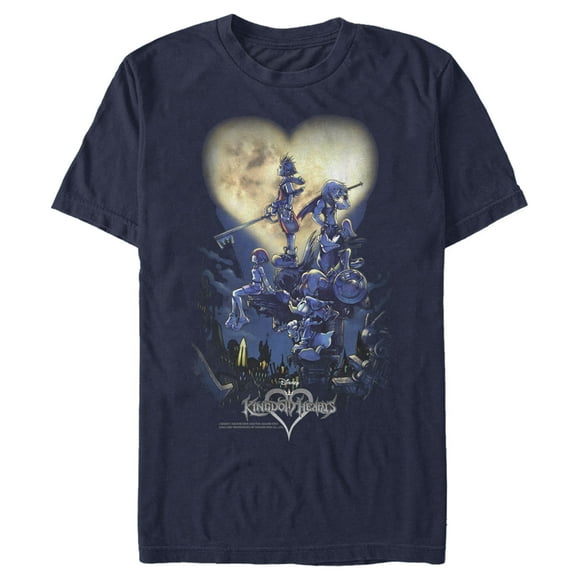 Men's Kingdom Hearts 1 Box Art  T-Shirt - Navy Blue - Small