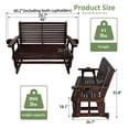 thumbnail image 3 of Fortune Candy Wood Patio Glider 2-Seater with High Roll Back and Deep Contoured Seat, for Outdoor Patio Garden, Deep Brown, 3 of 8