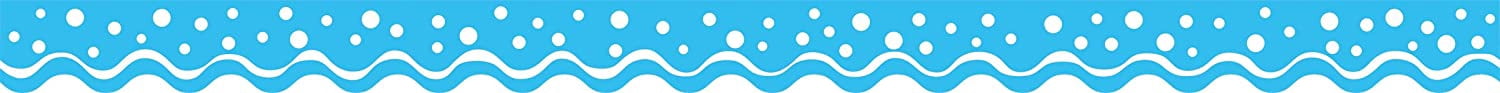 Barker Creek Double-Sided Scalloped Edge Border 2-Pack, Happy Pool Blue, Trim out Bulletin Boards and Create Colorful Displays with 78' of Designer Double-Sided Border, 2.25" x 78' (3704)