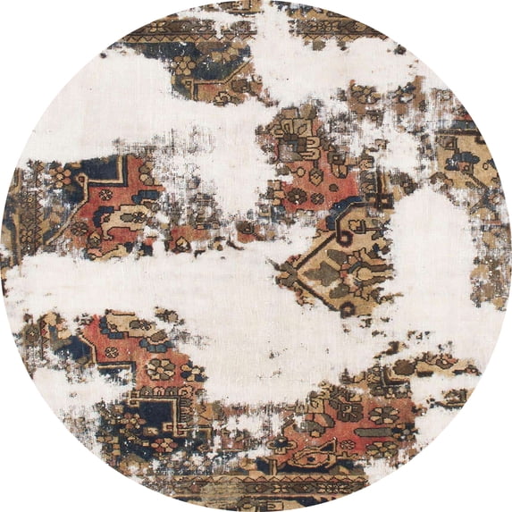 Ahgly Company Indoor Round Abstract Brown Abstract Area Rugs, 8' Round