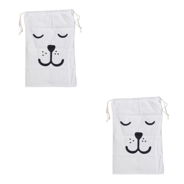 QualitChoice Portable Cotton Linen Drawstring Closure Bag Bedroom Large Capacity Pouch Sundries Luggage Cargo Laundry Organizer Type 3 2PCS