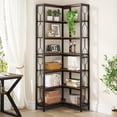 thumbnail image 4 of Tribesigns Corner Shelf, 7-Tier Industrial Corner Bookshelf, Wood and Metal Corner Etagere Bookcase, Freestanding Display Shelf for Living Room, Kitchen, Home Office, Rustic Brown, 4 of 9