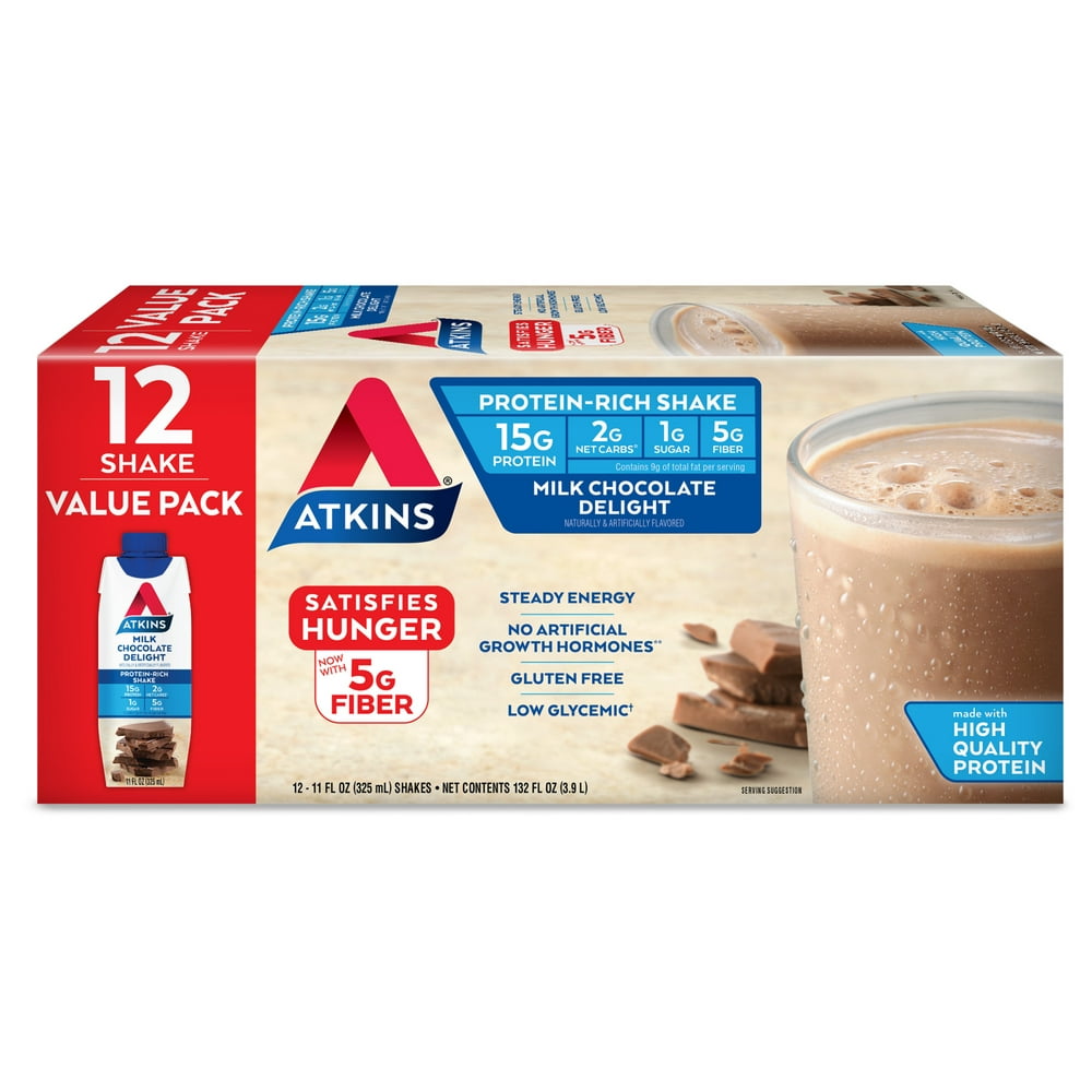 Atkins Gluten Free Protein-Rich Shake, Milk Chocolate Delight, Keto